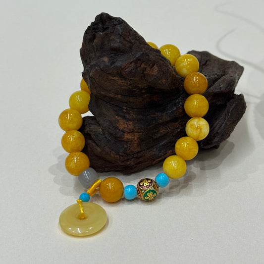 Yellow Agate Peace Amulet Bracelet