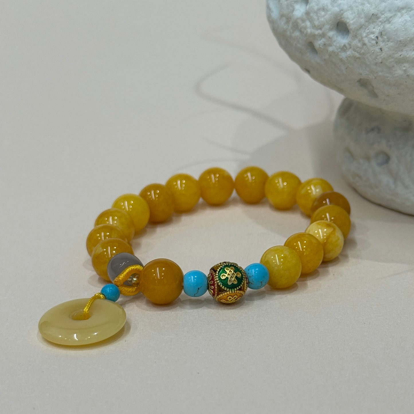 Yellow Agate Peace Amulet Bracelet