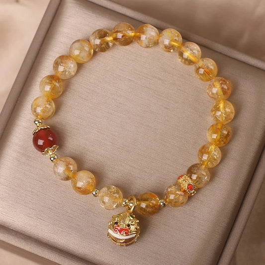 Yellow Citrine Pixiu Pendant Bracelet