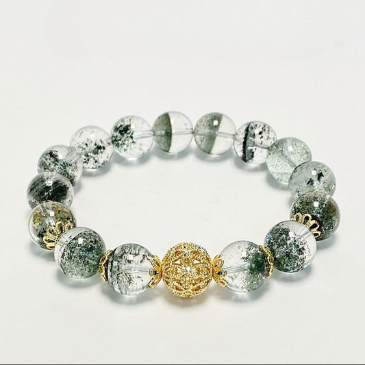 Green Phantom Quartz Bead Bracelet