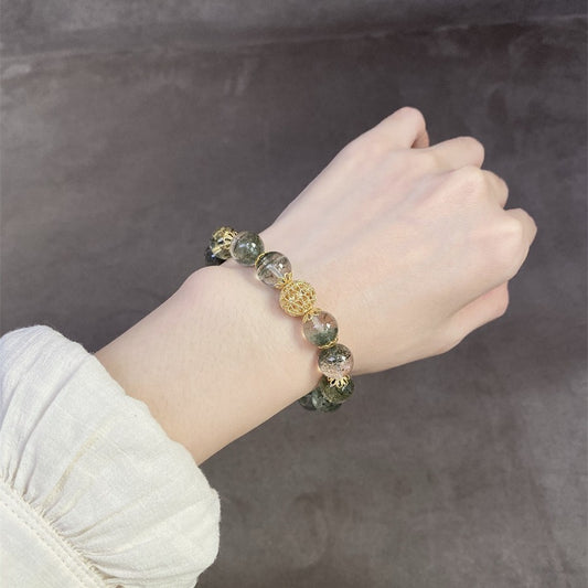 Green Phantom Quartz Bead Bracelet